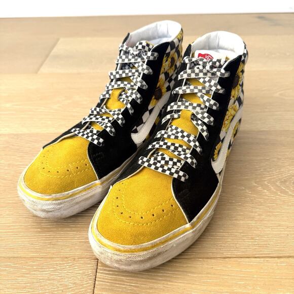 Vans Sk8 Hi Women's Sunflower Black Yellow Checkerboard Hi Top Shoe Sz 9 7.5men - Picture 4 of 7